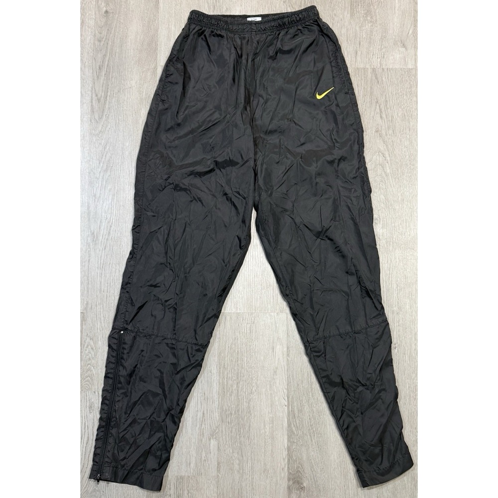 Vintage Nike Lined Track Pants Men Size M Ankle Zip Side Stripe Swoosh Y2K